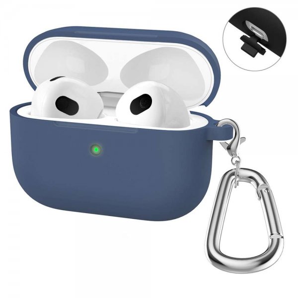 Hat Prince AirPods 3 Deksel Silikon med Karabinkrok Mørkeblå