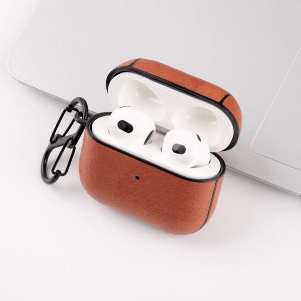 AirPods 3 Deksel Skinntekstur Lysebrun