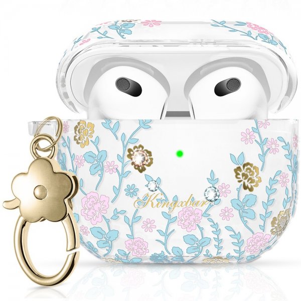 Kingxbar AirPods 3 Deksel Flora Series Rosa Blå