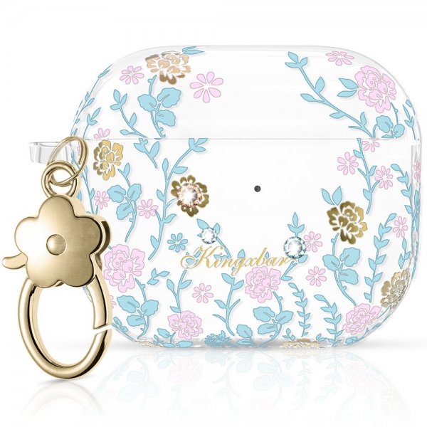 Kingxbar AirPods 3 Deksel Flora Series Rosa Blå