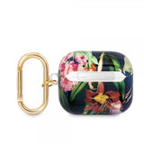Guess AirPods 3 Deksel Flower Print & Gold Hook Blå