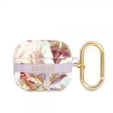 Guess AirPods 3 Deksel Flower Print & Gold Hook Lilla