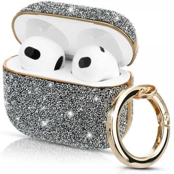 Kingxbar AirPods 3 Deksel Strass Sølv