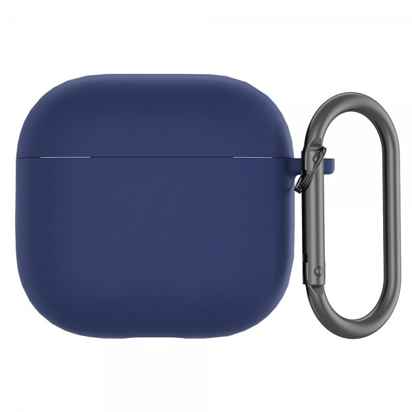 AirPods 4 Deksel Silikon med Karabinkrok Mørkeblå