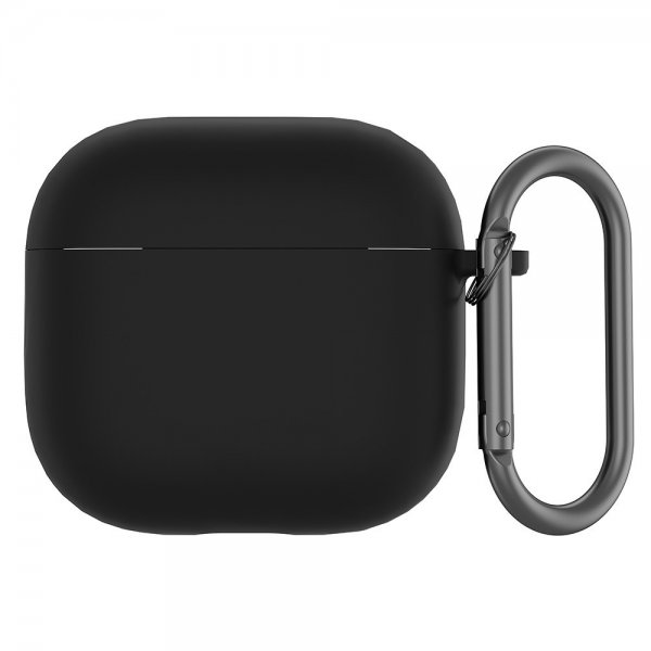 AirPods 4 Deksel Silikon med Karabinkrok Svart