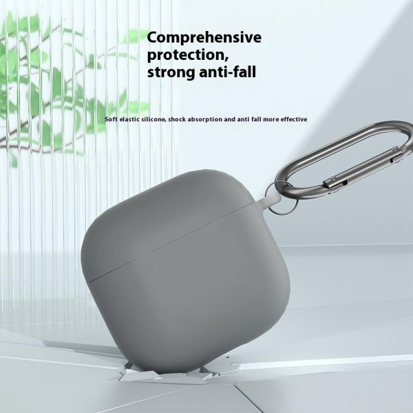 AirPods 4 Deksel Silikon med Karabinkrok Svart