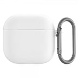 AirPods 4 Deksel Silikon med Karabinkrok Hvit