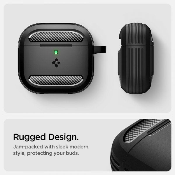 Spigen AirPods 4 Deksel Rugged Armor Matte Black