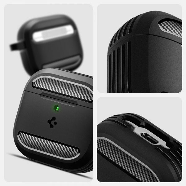 Spigen AirPods 4 Deksel Rugged Armor Matte Black