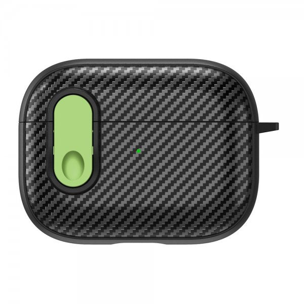 AirPods Pro 2 Deksel Kullfibermønster Lys grønn