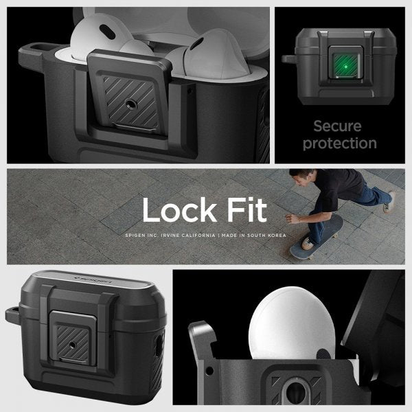 Spigen AirPods Pro 2 Deksel Lock Fit Matte Black