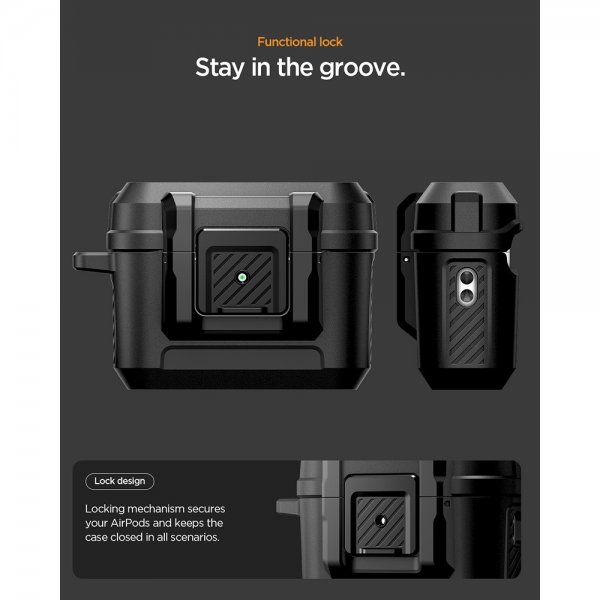 Spigen AirPods Pro 3 Deksel Lock Fit Matte Black