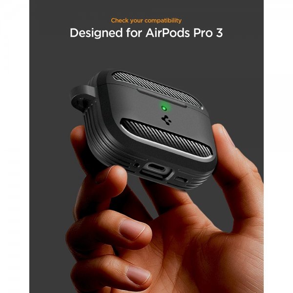 Spigen AirPods Pro 3 Deksel Rugged Armor Matte Black