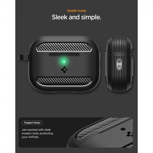 Spigen AirPods Pro 3 Deksel Rugged Armor Matte Black