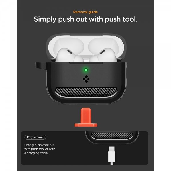 Spigen AirPods Pro 3 Deksel Rugged Armor Matte Black