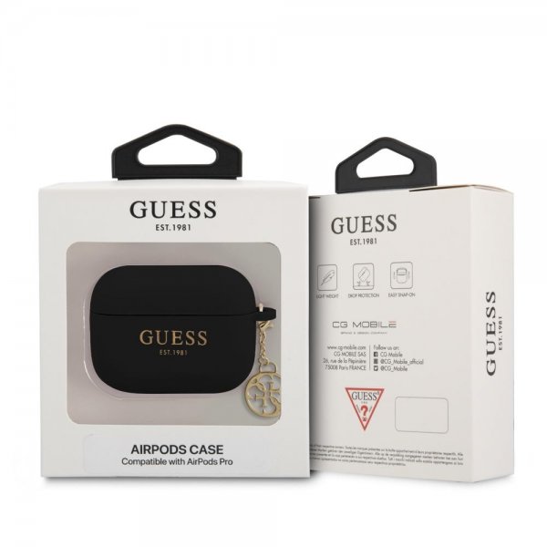Guess AirPods Pro Deksel Classic Logo 4G Charm Svart