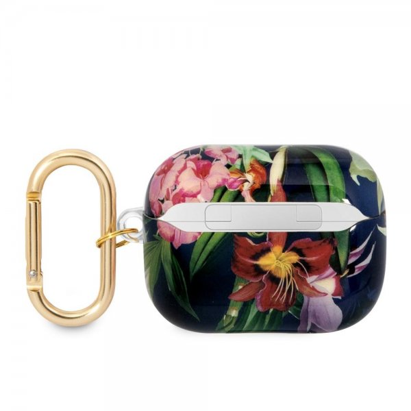 Guess AirPods Pro Deksel Flower Print & Gold Hook Blå