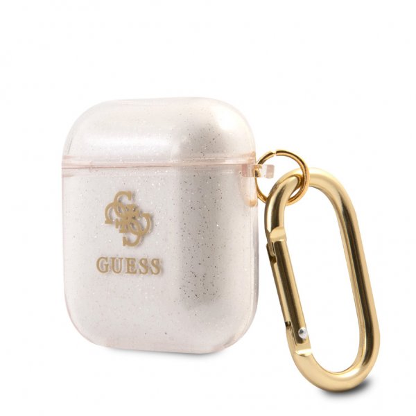 Guess AirPods (1/2) Deksel Glitter Case Gull