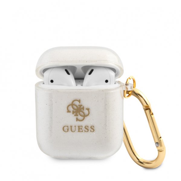 Guess AirPods (1/2) Deksel Glitter Case Transparent
