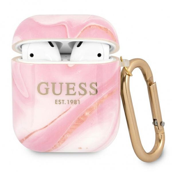 Guess AirPods (1/2) Deksel Shiny Marble Rosa