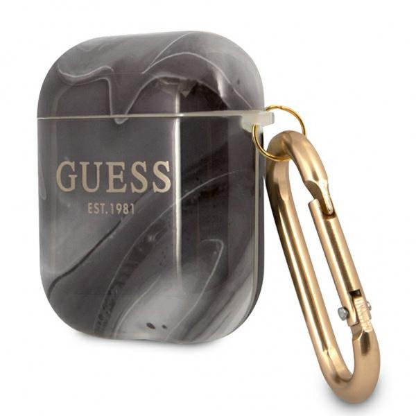 Guess AirPods (1/2) Deksel Shiny Marble Svart