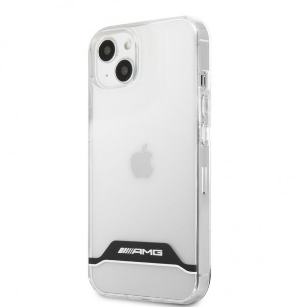 AMG iPhone 13 Deksel Electroplated Horizontal Stripes Hvit Transparent