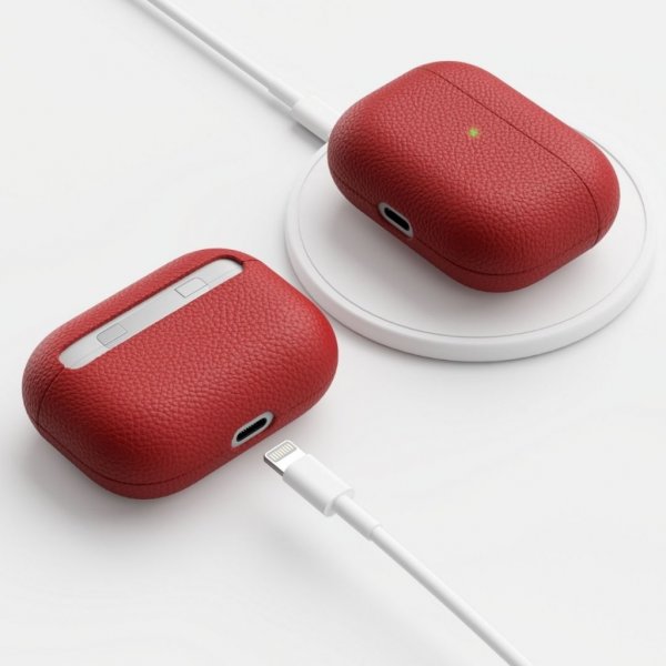 KeyBudz AirPods Pro Deksel PodSkinz Ekte Skinn Rød