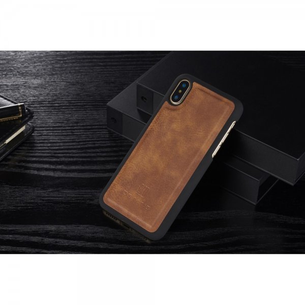 Dg.Ming Apple iPhone X/Xs PlånboksEtui Löstagbart Deksel Brun