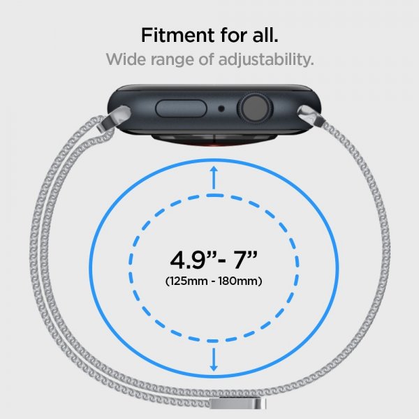 Spigen Apple Watch 38/40/41/42mm Armbånd Metal Fit Sølv