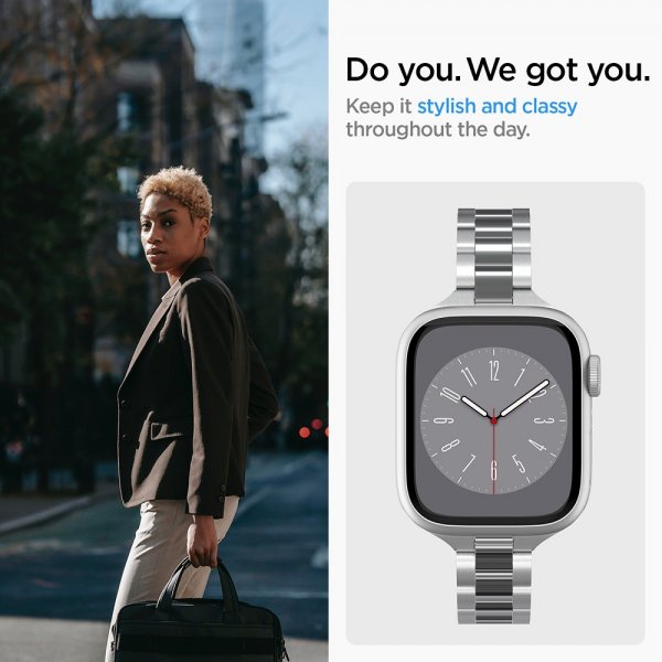 Spigen Apple Watch 38/40/41mm Armbånd Modern Fit 316L Sølv