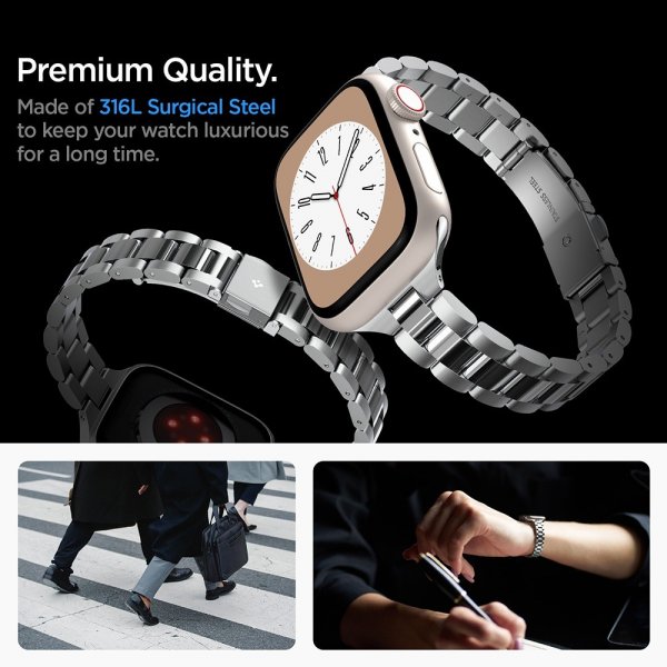 Spigen Apple Watch 38/40/41mm Armbånd Modern Fit 316L Sølv