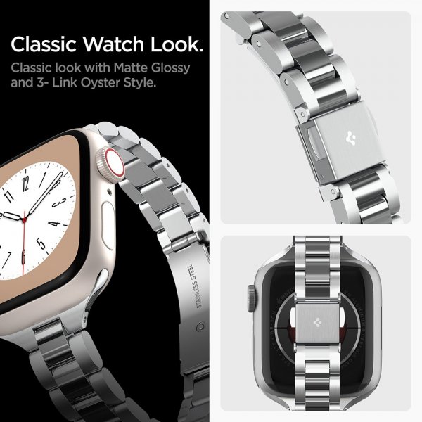 Spigen Apple Watch 38/40/41mm Armbånd Modern Fit 316L Sølv