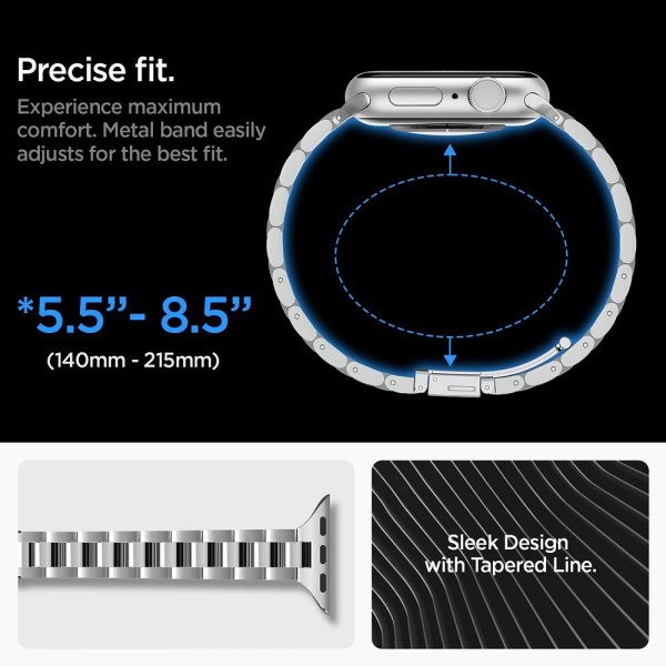 Spigen Apple Watch 38/40/41mm Armbånd Modern Fit 316L Sølv