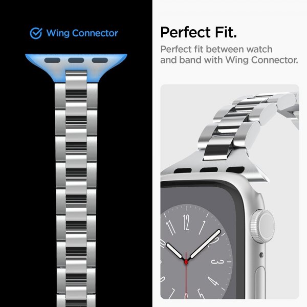 Spigen Apple Watch 38/40/41mm Armbånd Modern Fit 316L Sølv