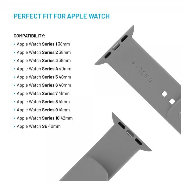 Fixed Apple Watch 38/40/41/42mm Armbånd Silicone Sporty Strap Grå