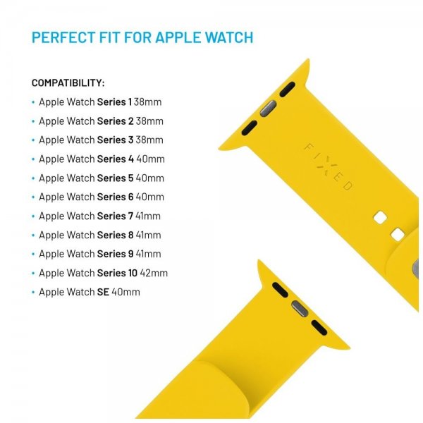 Fixed Apple Watch 38/40/41/42mm Armbånd Silicone Sporty Strap Gul