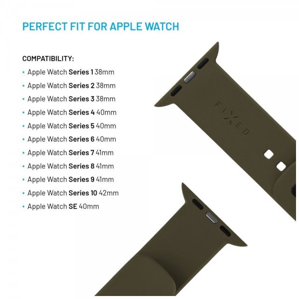 Fixed Apple Watch 38/40/41/42mm Armbånd Silicone Sporty Strap Olivengrønn
