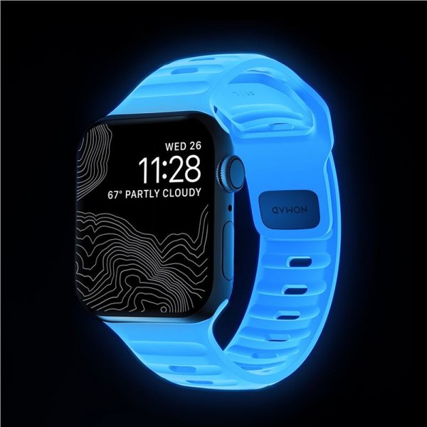 Nomad Apple Watch 38/40/41/42mm Armbånd Sport Band Icy Blue Glow
