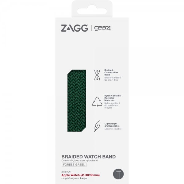 Gear4 Apple Watch 38/40/41/42mm Armbånd Braided Watch Band Large Forest Green