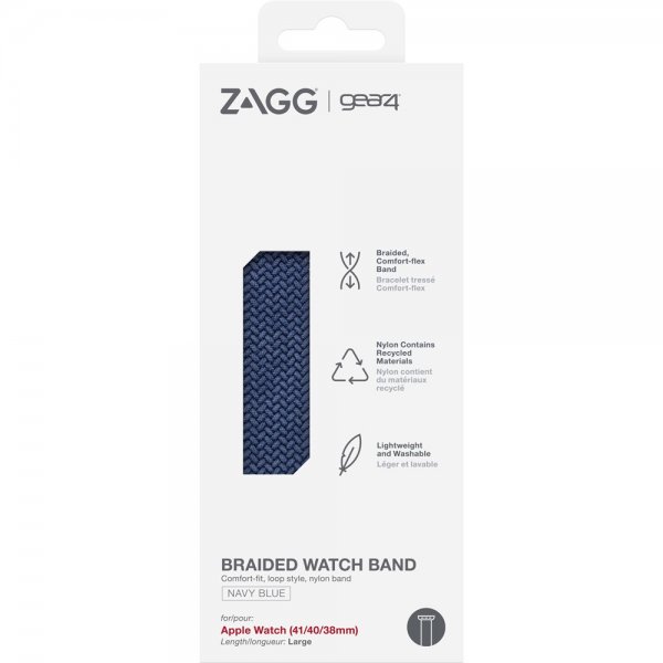 Gear4 Apple Watch 38/40/41/42mm Armbånd Braided Watch Band Large Navy Blue