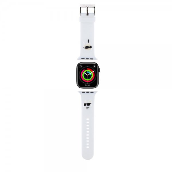Karl Lagerfeld Apple Watch 38/40/41/42mm Armbånd Rubber NFT Karl & Choupette Hvit