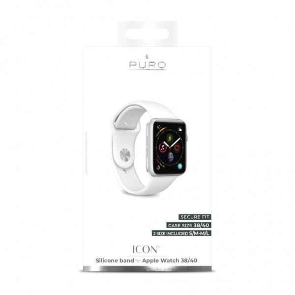 Puro Apple Watch 38/40/41/42mm Armbånd ICON Silicone Band Hvit