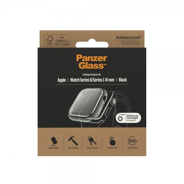PanzerGlass Apple Watch 41mm Deksel Skjermbeskytter Full Body Protector Svart