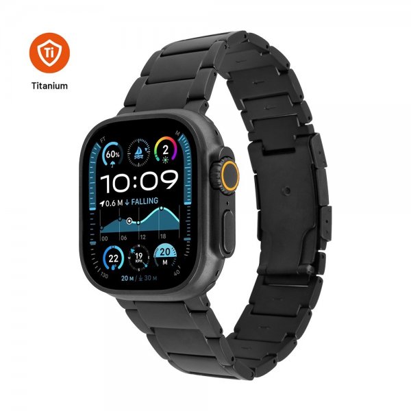 Fixed Apple Watch 42/44/45/46mm Armbånd Titanium Strap Svart