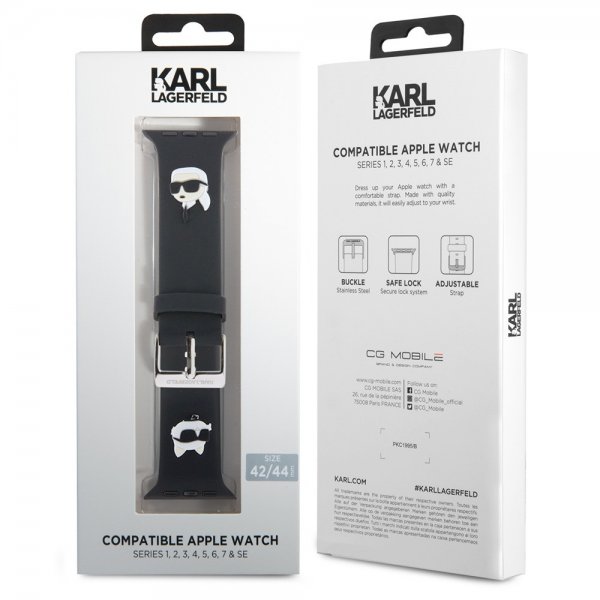 Karl Lagerfeld Apple Watch 42/44/45mm/Apple Watch Ultra Armbånd Rubber NFT Karl & Choupette Svart