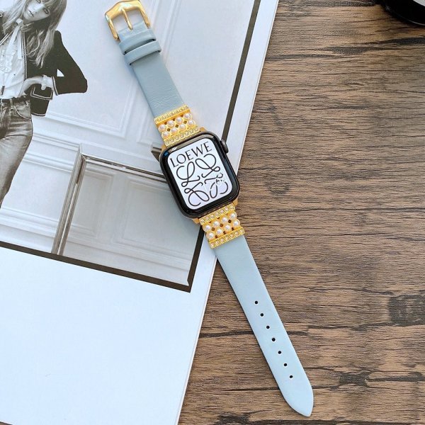 Apple Watch 44/45/46mm/Apple Watch Ultra Armbånd Perler Lys blå
