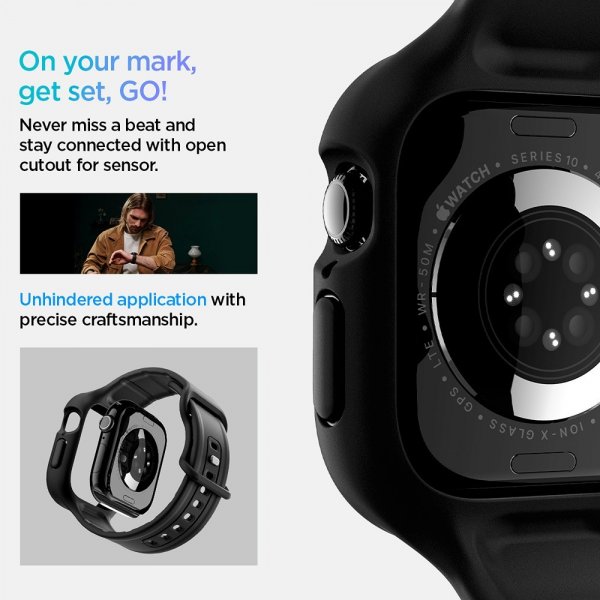 Spigen Apple Watch 42mm (Series 10/11) Armbånd og Deksel Vault Pro Matte Black