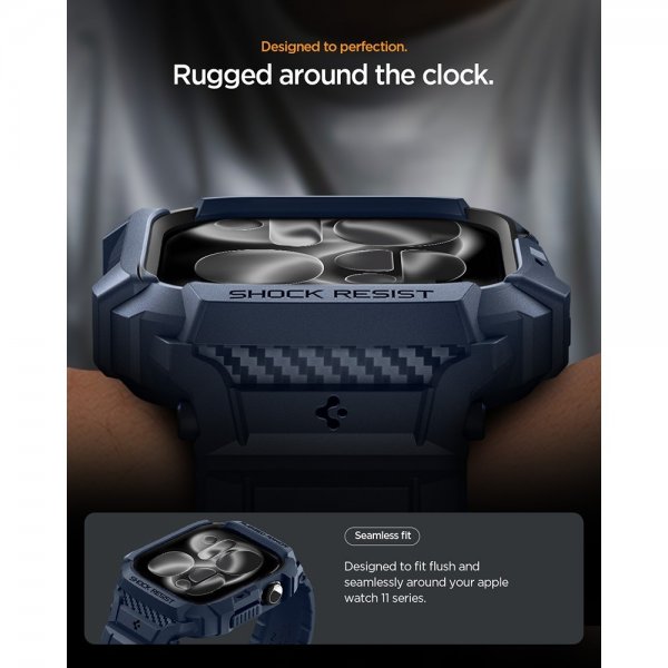 Spigen Apple Watch 42mm (Series 10/11) Armbånd Rugged Armor Pro 2 Navy Blue