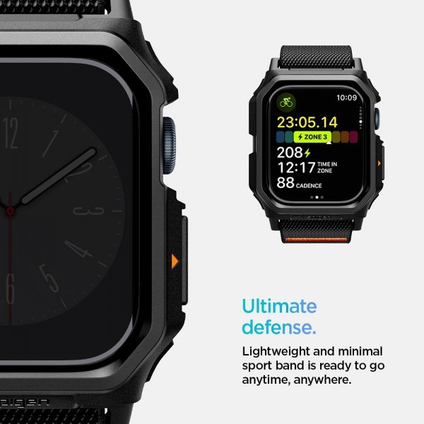 Spigen Apple Watch 42mm (Series 10/11) Armbånd og Deksel Lite Fit Pro Matte Black