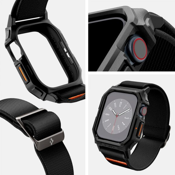 Spigen Apple Watch 42mm (Series 10/11) Armbånd og Deksel Lite Fit Pro Matte Black